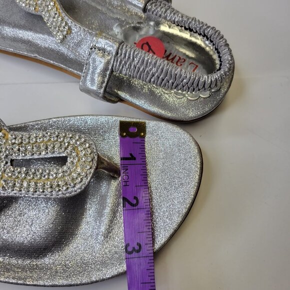 SIZE 9 Silver Sparkly Womens Sandals Adjustable Strap Toe Post Holiday Sandals - Picture 8 of 10